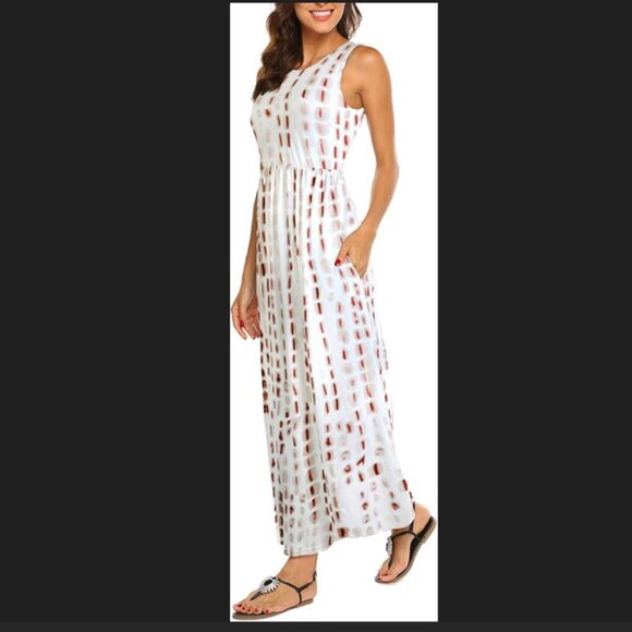 Hount Size M Abstract Sleeveless Flowy Casual Maxi Dress with Pockets, EUC - Picture 1 of 12